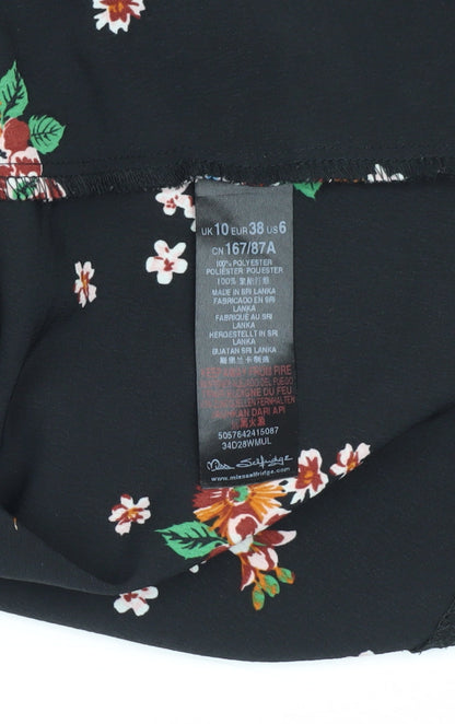Miss Selfridge Women’s Black Floral Wrap Dress Size 10