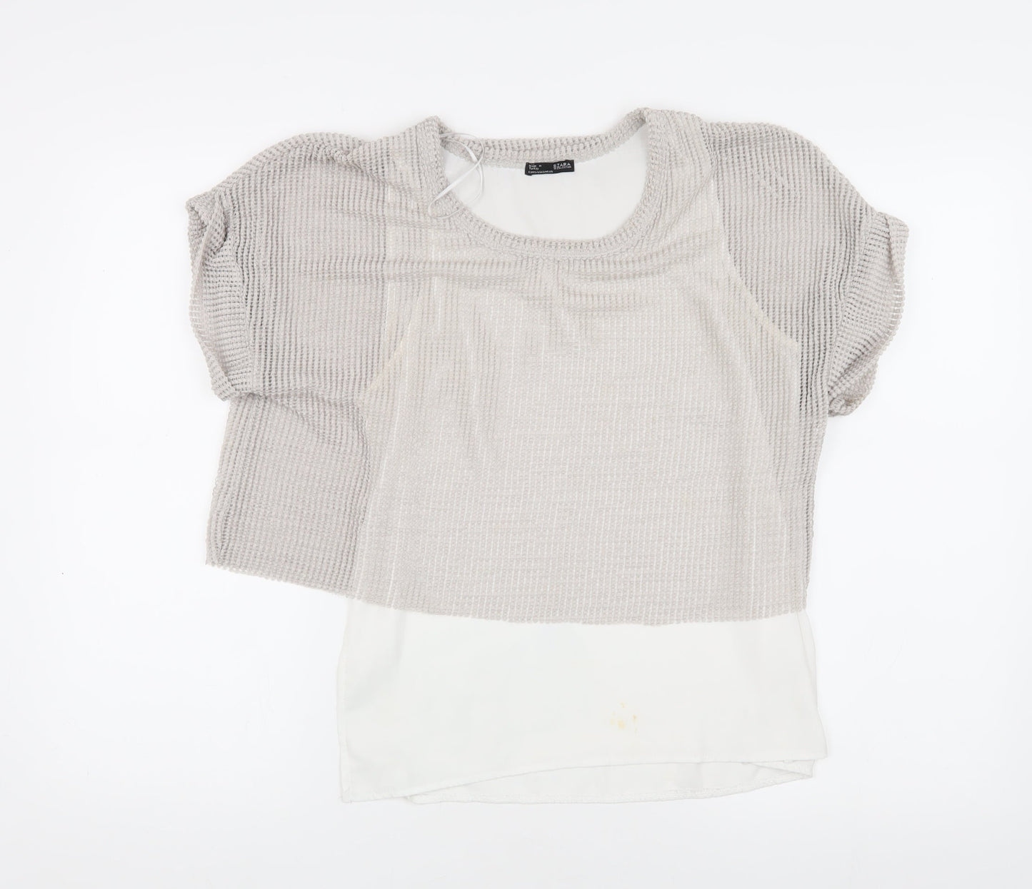 Womens UK Size S Zara Beige Basic Blouse