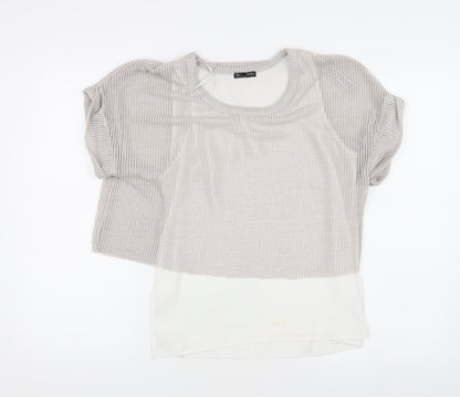 Womens UK Size S Zara Beige Basic Blouse