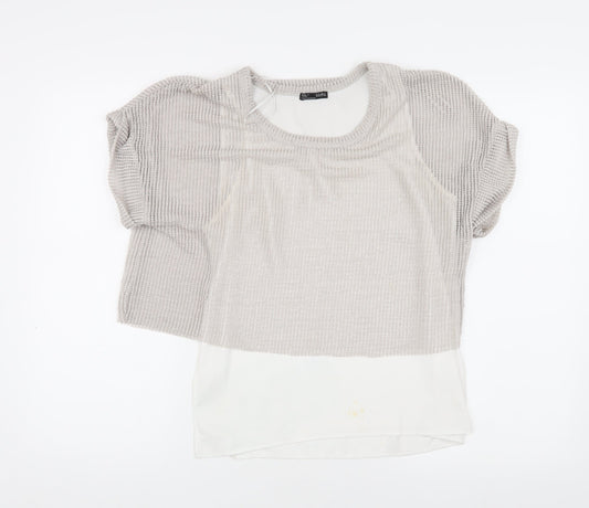 Womens UK Size S Zara Beige Basic Blouse