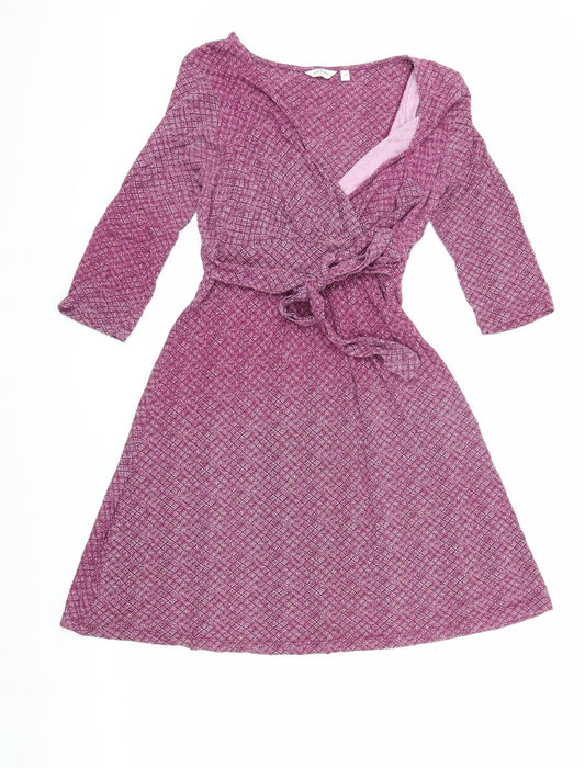 Fat Face Women's Purple Geometric Wrap Dress Size 10