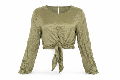 Womens UK Size 10 Zara Green Cropped Blouse