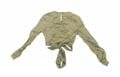 Womens UK Size 10 Zara Green Cropped Blouse