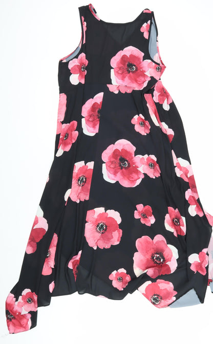 RJR.John Rocha Women's Black Floral Midi Dress, Size 14