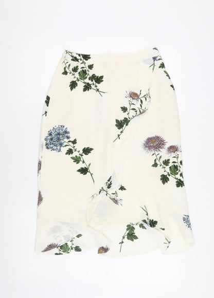 Oasis Women's Ivory Wrap Midi Skirt, Size 8, Floral