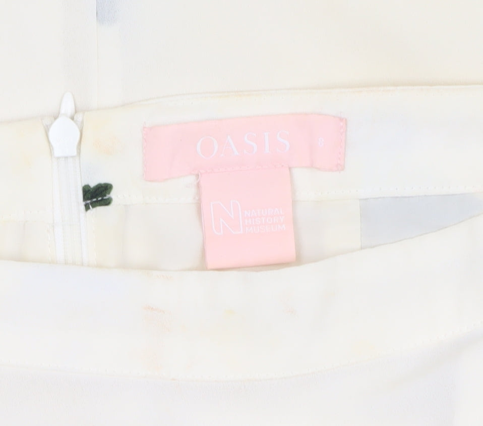 Oasis Women's Ivory Wrap Midi Skirt, Size 8, Floral