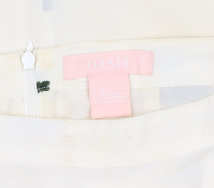 Oasis Women's Ivory Wrap Midi Skirt, Size 8, Floral