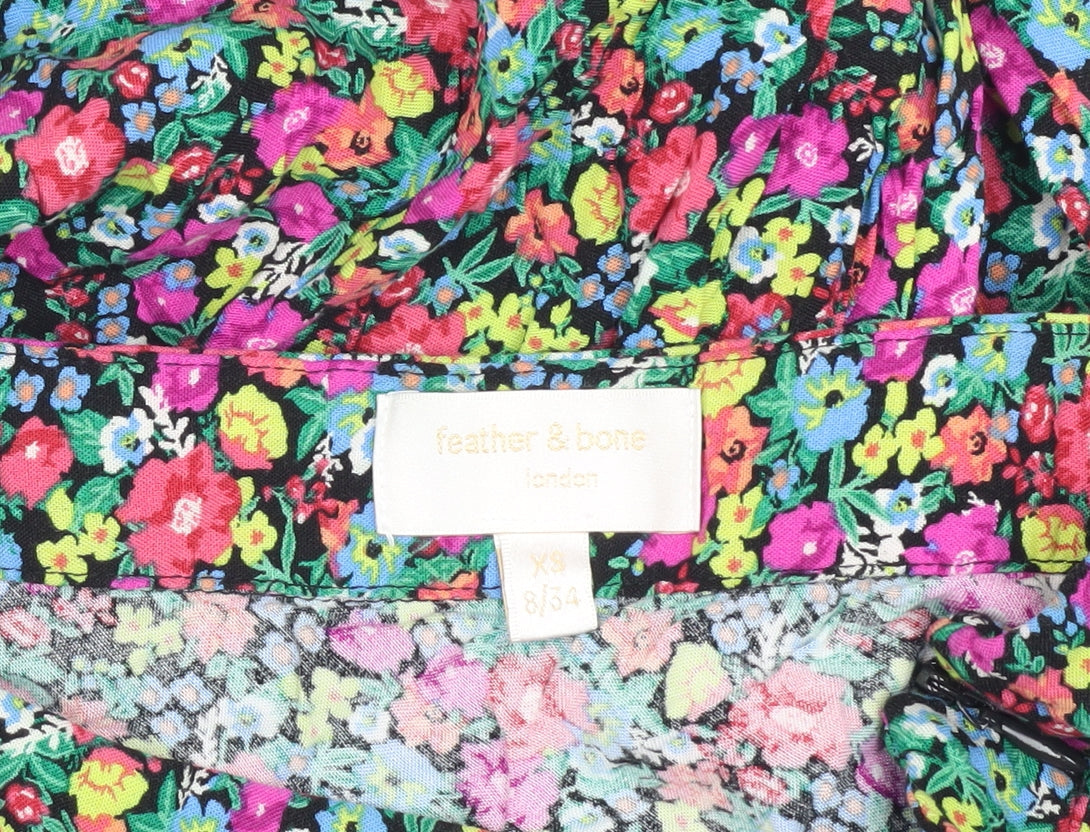 Feather & Bone Women's Multicoloured Floral XS Skirt