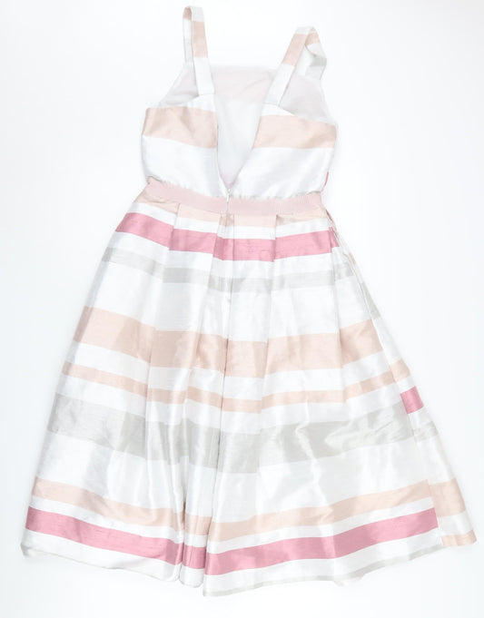 ASOS Women's Pink Striped A-Line Midi Dress