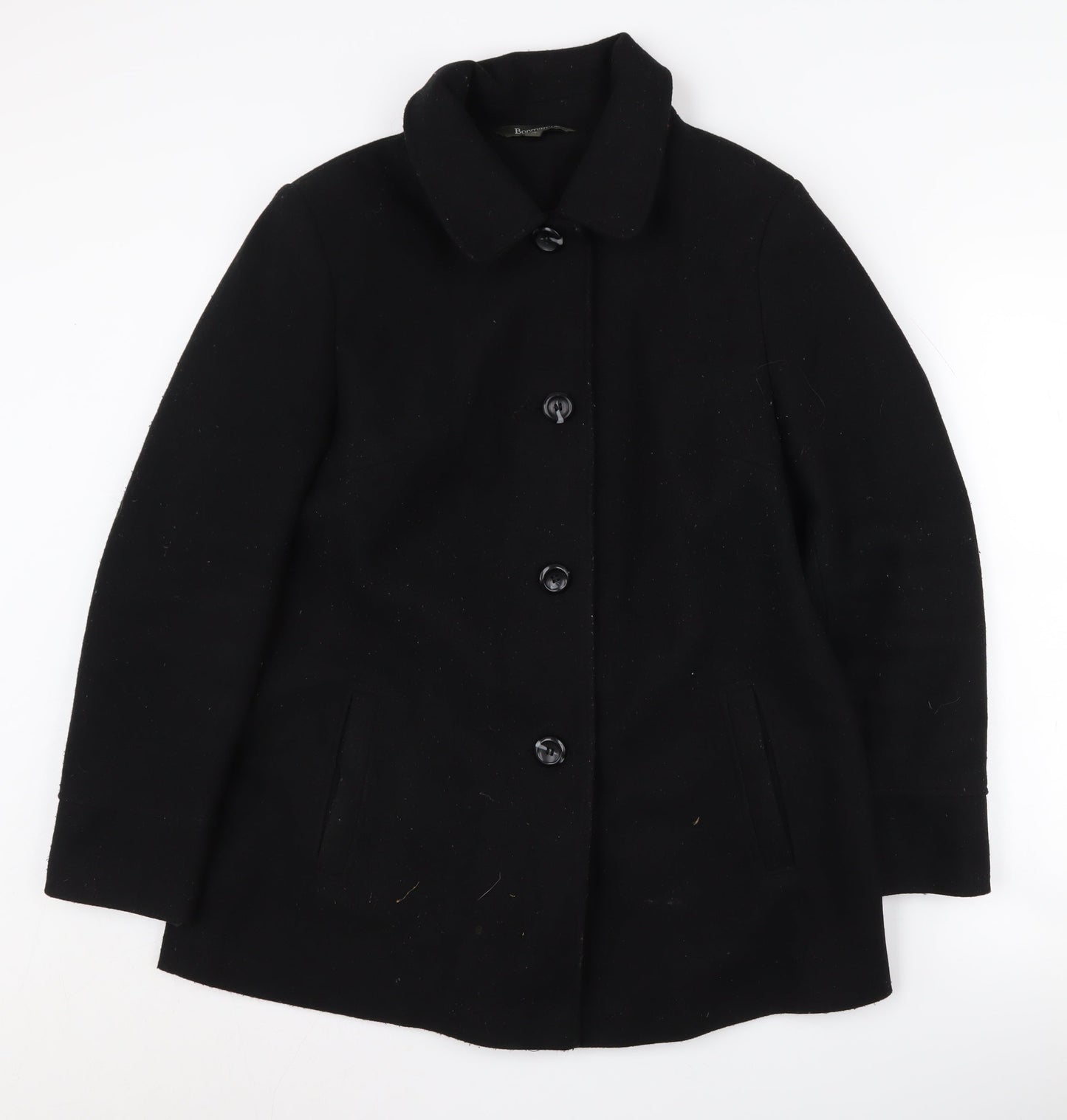 Womens UK Size 14 Bonmarché Black Overcoat