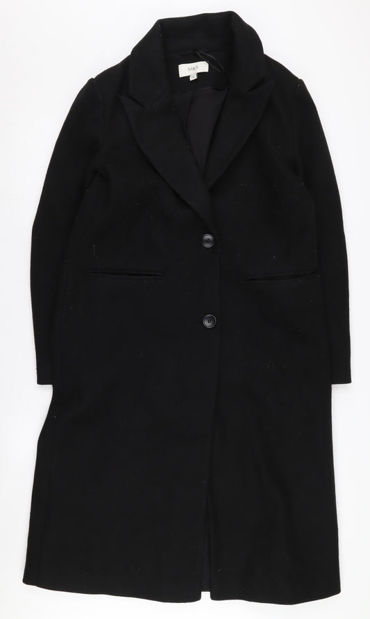 Marks and Spencer Black Long Overcoat, Women's Size 12