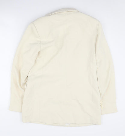 Zara Women's Ivory Blazer S Double-Breasted Formal