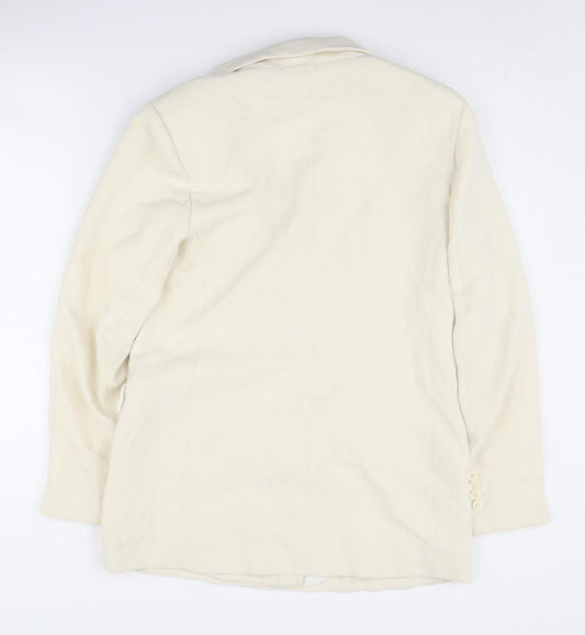 Zara Women's Ivory Blazer S Double-Breasted Formal
