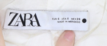 Zara Women's Ivory Blazer S Double-Breasted Formal