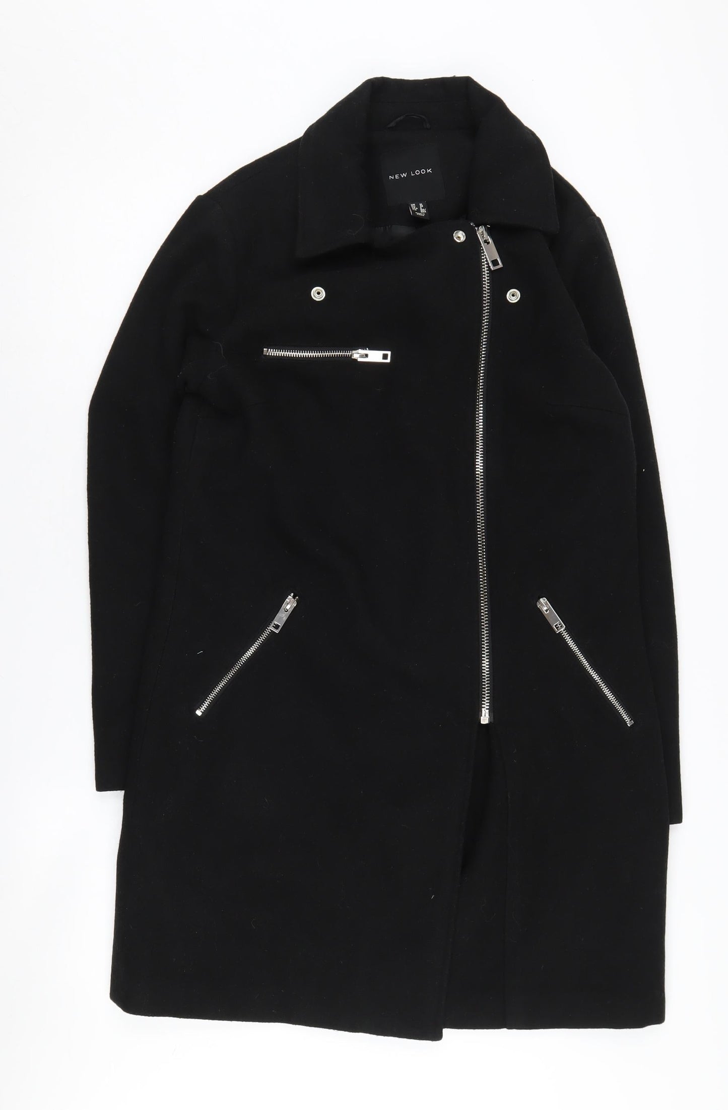 Womens UK Size 10 New Look Black Motorcycle Jacket
