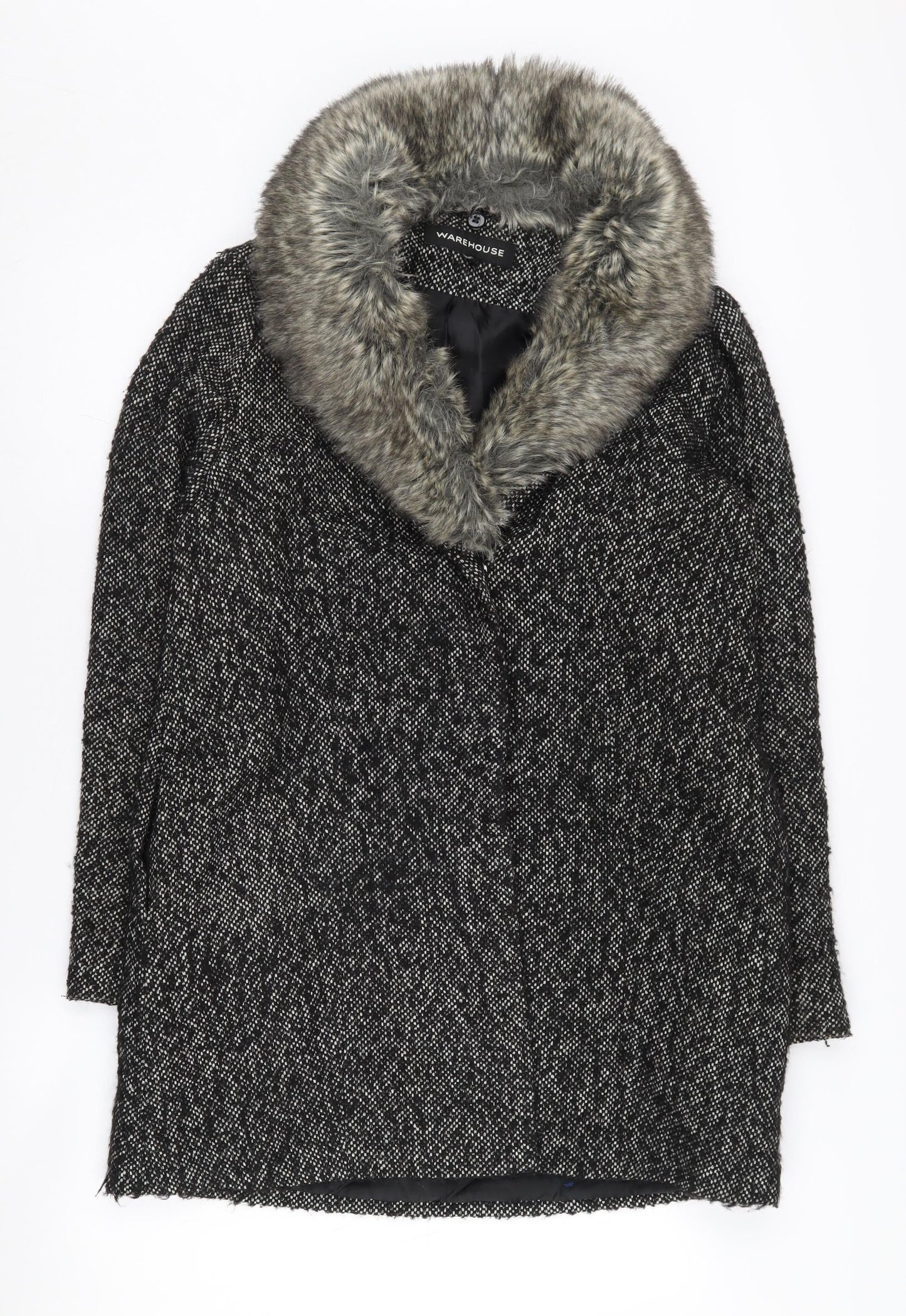 Womens UK Size 10 Warehouse Black Overcoat