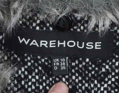 Womens UK Size 10 Warehouse Black Overcoat