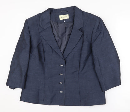 Minuet Women's Blue Blazer Size 16, Linen Blend, Excellent Condition