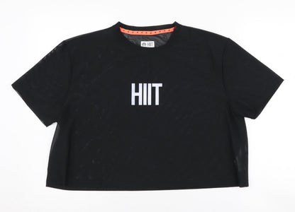 HIIT Women's Black Cropped T-Shirt, L, Gym