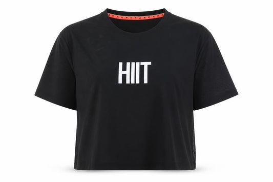 HIIT Women's Black Cropped T-Shirt, L, Gym