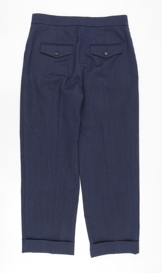 Womens UK Size 12 Marks and Spencer Regular Fit Business Casual Blue Trousers