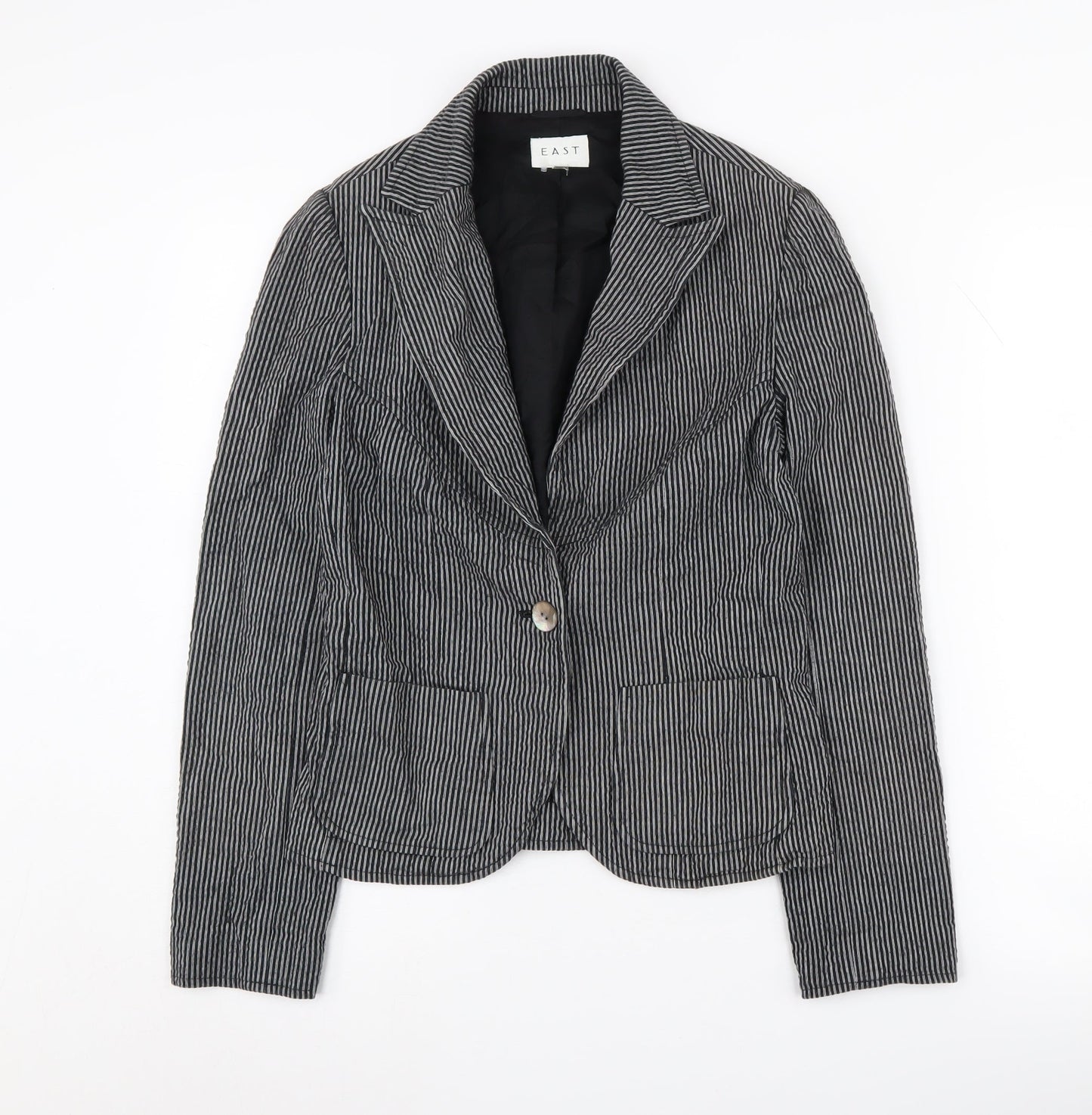 East Women's Black Pinstripe Blazer Size 8