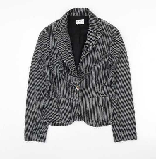 East Women's Black Pinstripe Blazer Size 8
