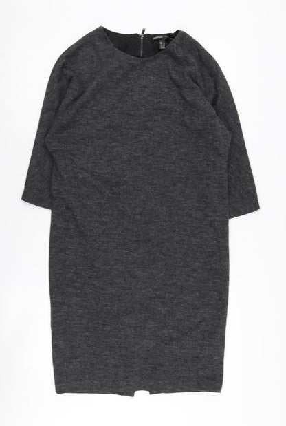 Mango Women's Grey Knee Length Shift Dress, Size S