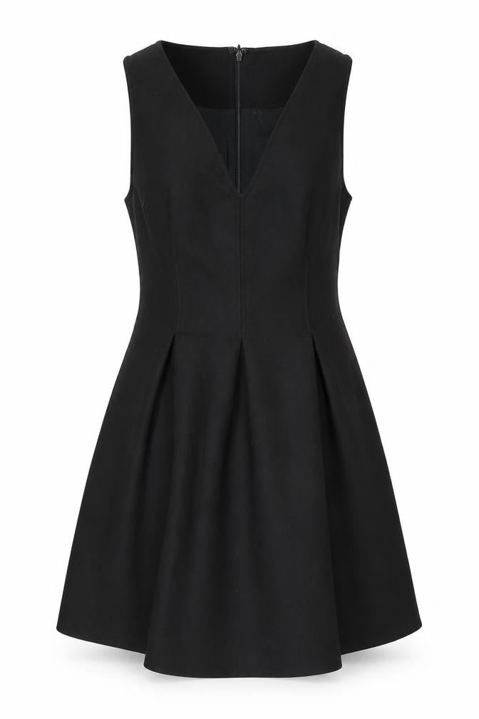 Front view of Boden Women's Black V-Neck Sleeveless Dress, size 10