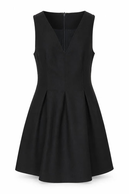 Front view of Boden Women's Black V-Neck Sleeveless Dress, size 10