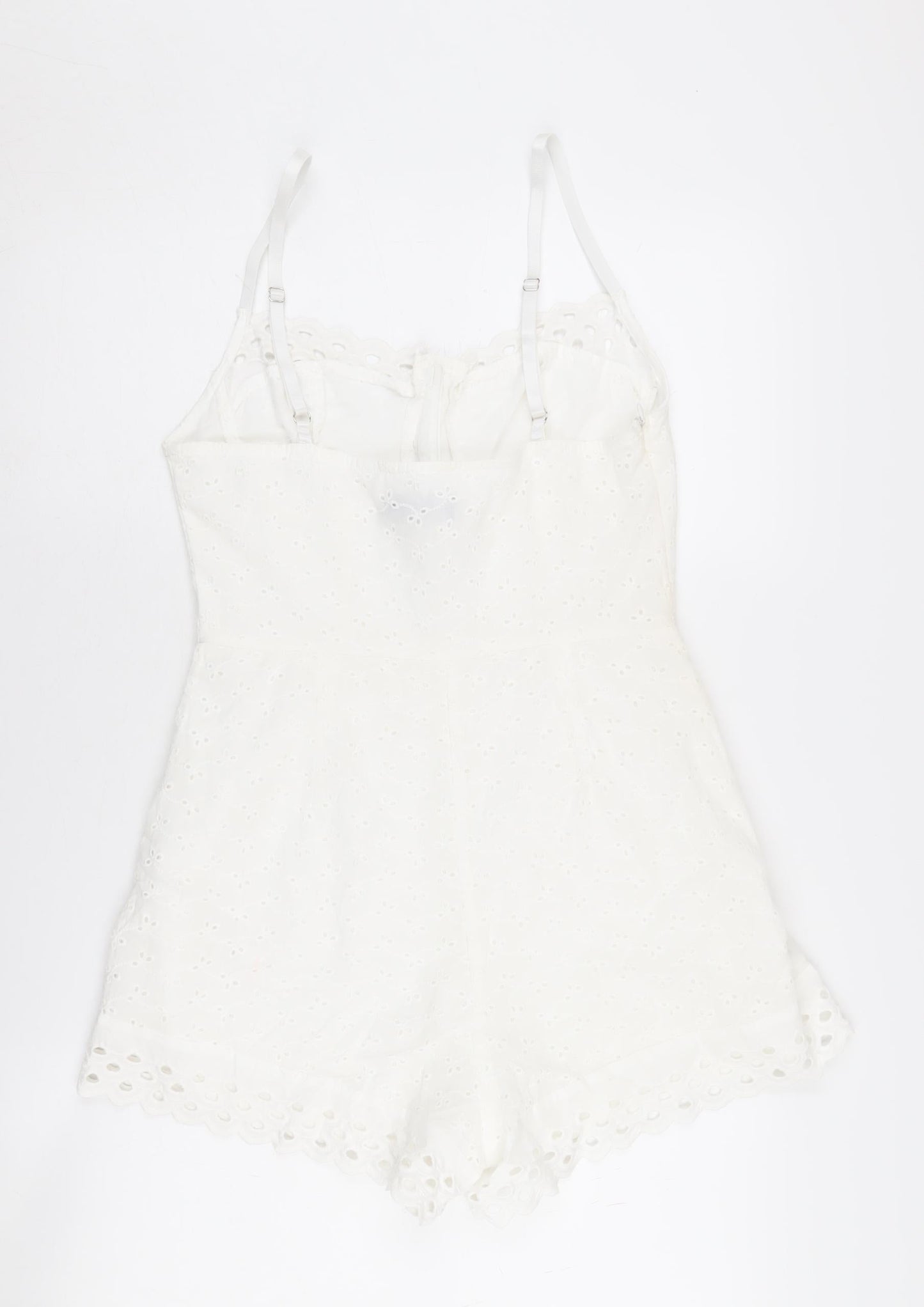 PrettyLittleThing Women's White Cotton Playsuit Size 10