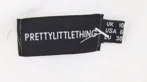 PrettyLittleThing Women's White Cotton Playsuit Size 10