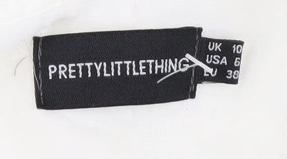 PrettyLittleThing Women's White Cotton Playsuit Size 10