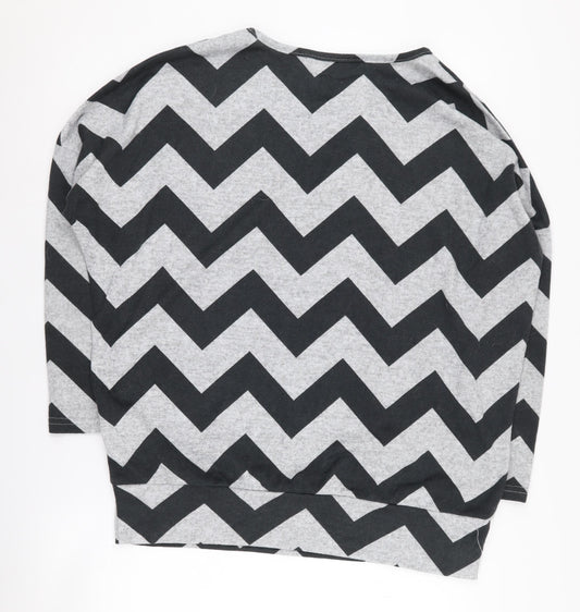 Apricot Women's Grey Chevron Pullover Jumper UK 12