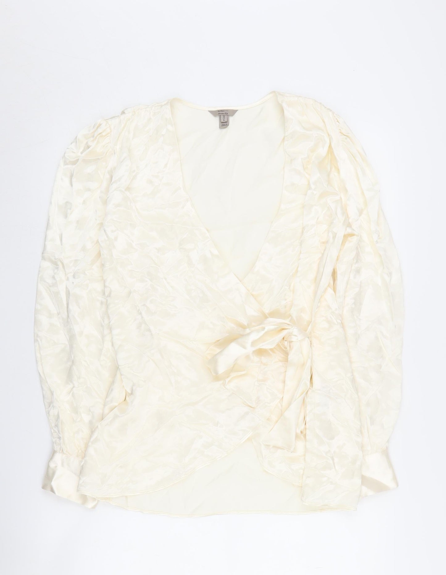 Womens UK Size 10 River Island Ivory Wrap Blouse