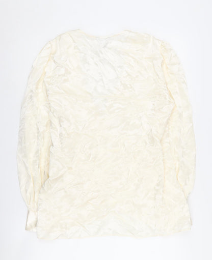 Womens UK Size 10 River Island Ivory Wrap Blouse