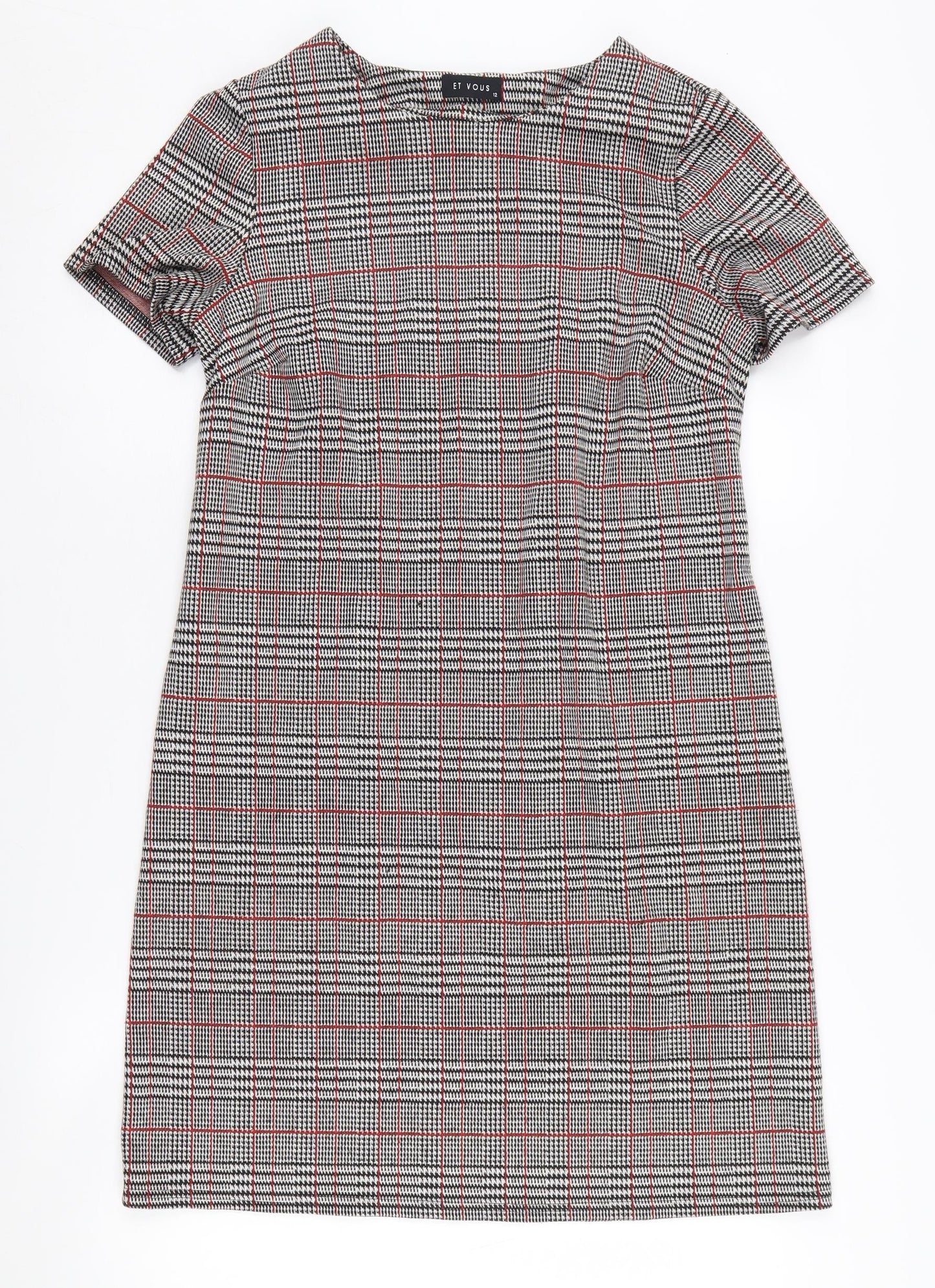 Et Vous Women's Multicoloured Check Shift Dress Size 12