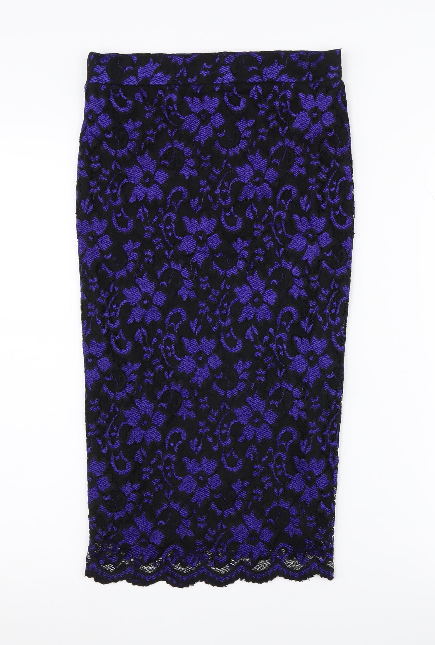 Miss Selfridge Women's Lace Skirt, Black & Purple, Size 10