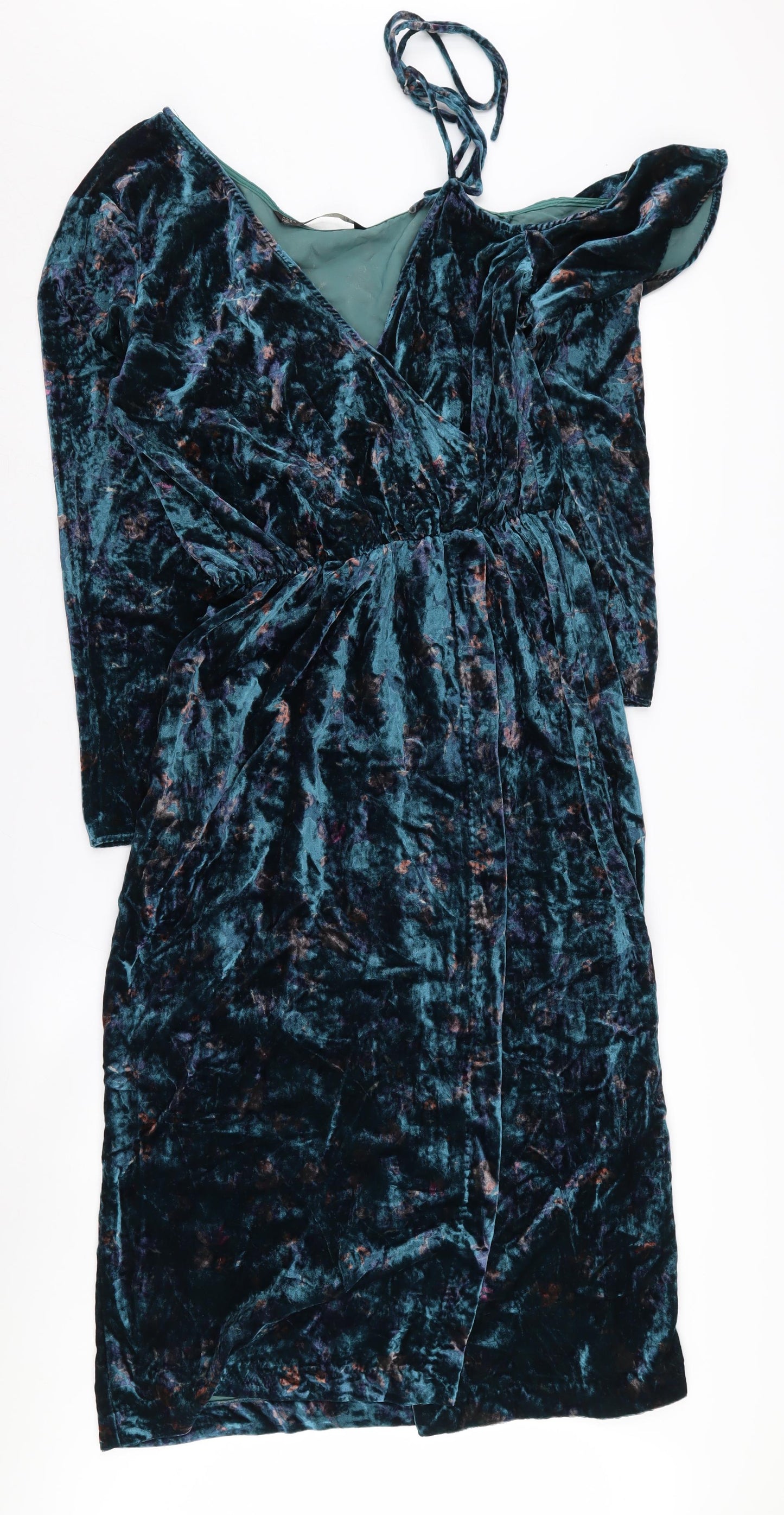 Zara Women’s Green Velvet Dress M Long Sleeve