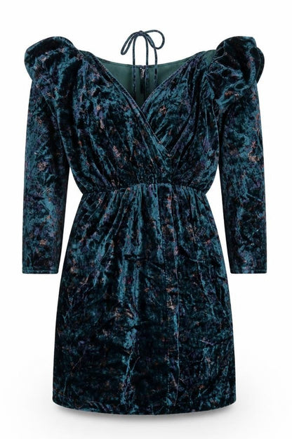 Zara Women’s Green Velvet Dress M Long Sleeve