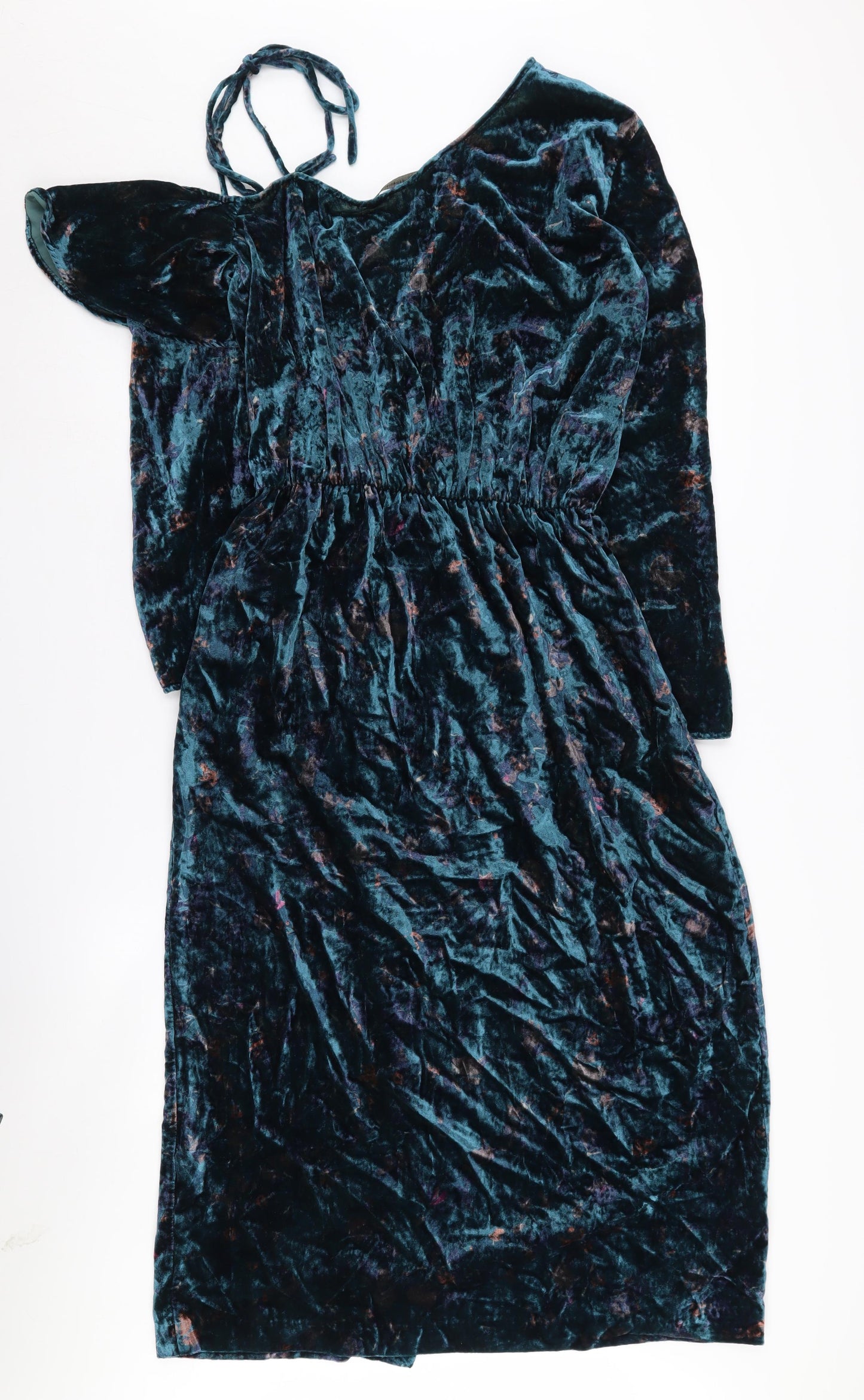 Zara Women’s Green Velvet Dress M Long Sleeve