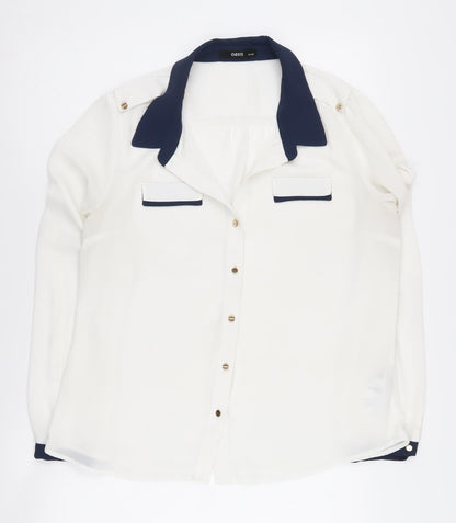 Oasis Women's White Button-Up Shirt Size 14