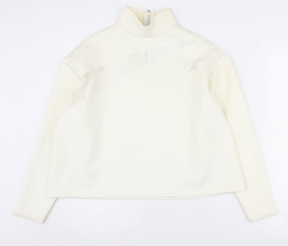 Zara Women's Ivory Mock Neck Sweatshirt Size 8