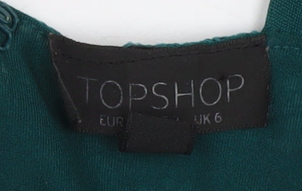 Topshop Women’s Green Lace Dress, Size 6, V-Neck Sleeveless