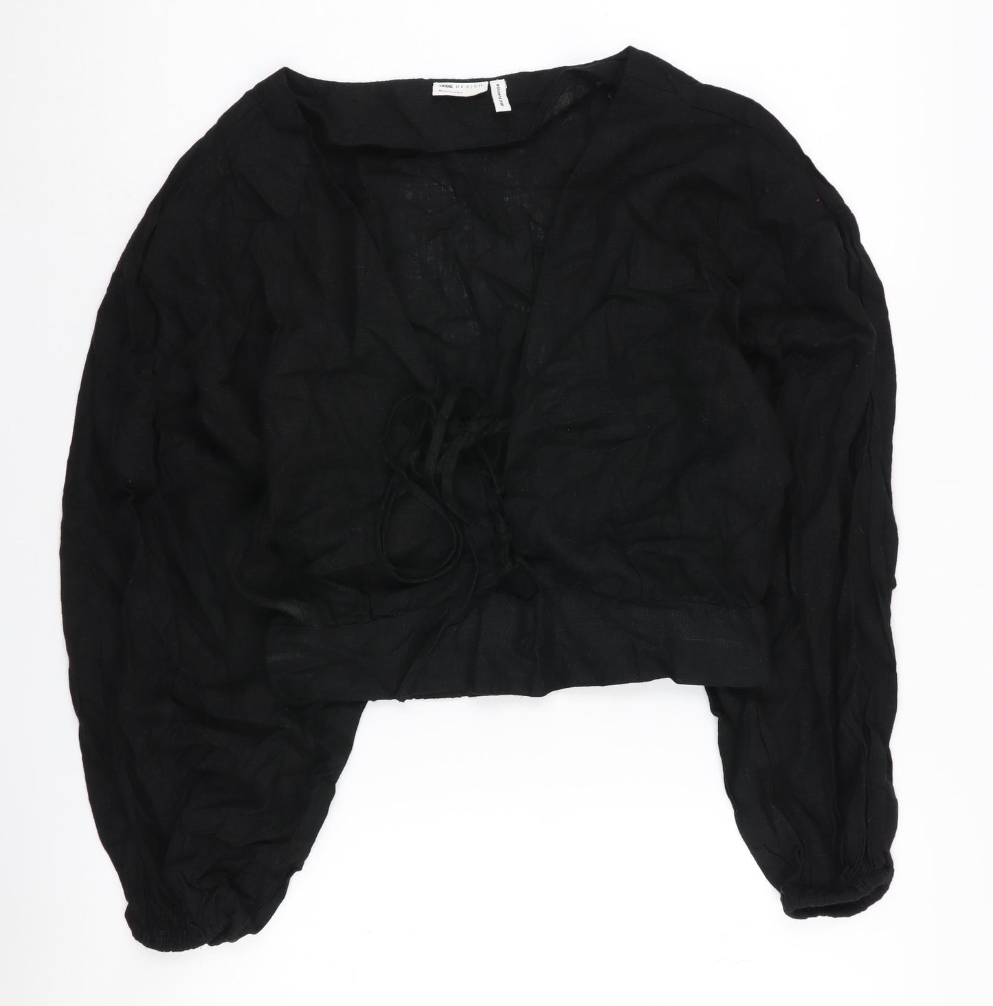 Womens UK Size 12 ASOS DESIGN Black Cropped Blouse