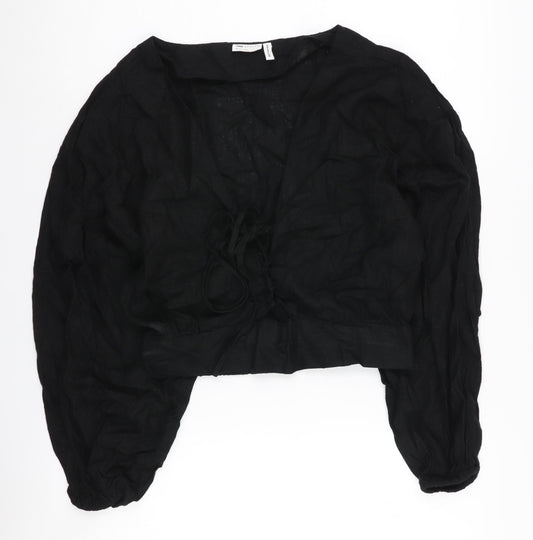 ASOS DESIGN Black Cropped Blouse, UK 12 - Women's Casual Viscose