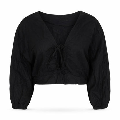Womens UK Size 12 ASOS DESIGN Black Cropped Blouse