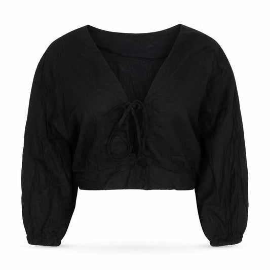 Womens UK Size 12 ASOS DESIGN Black Cropped Blouse