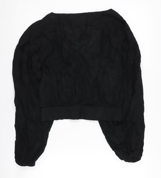 ASOS DESIGN Black Cropped Blouse, UK 12 - Women's Casual Viscose