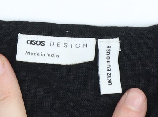 Womens UK Size 12 ASOS DESIGN Black Cropped Blouse